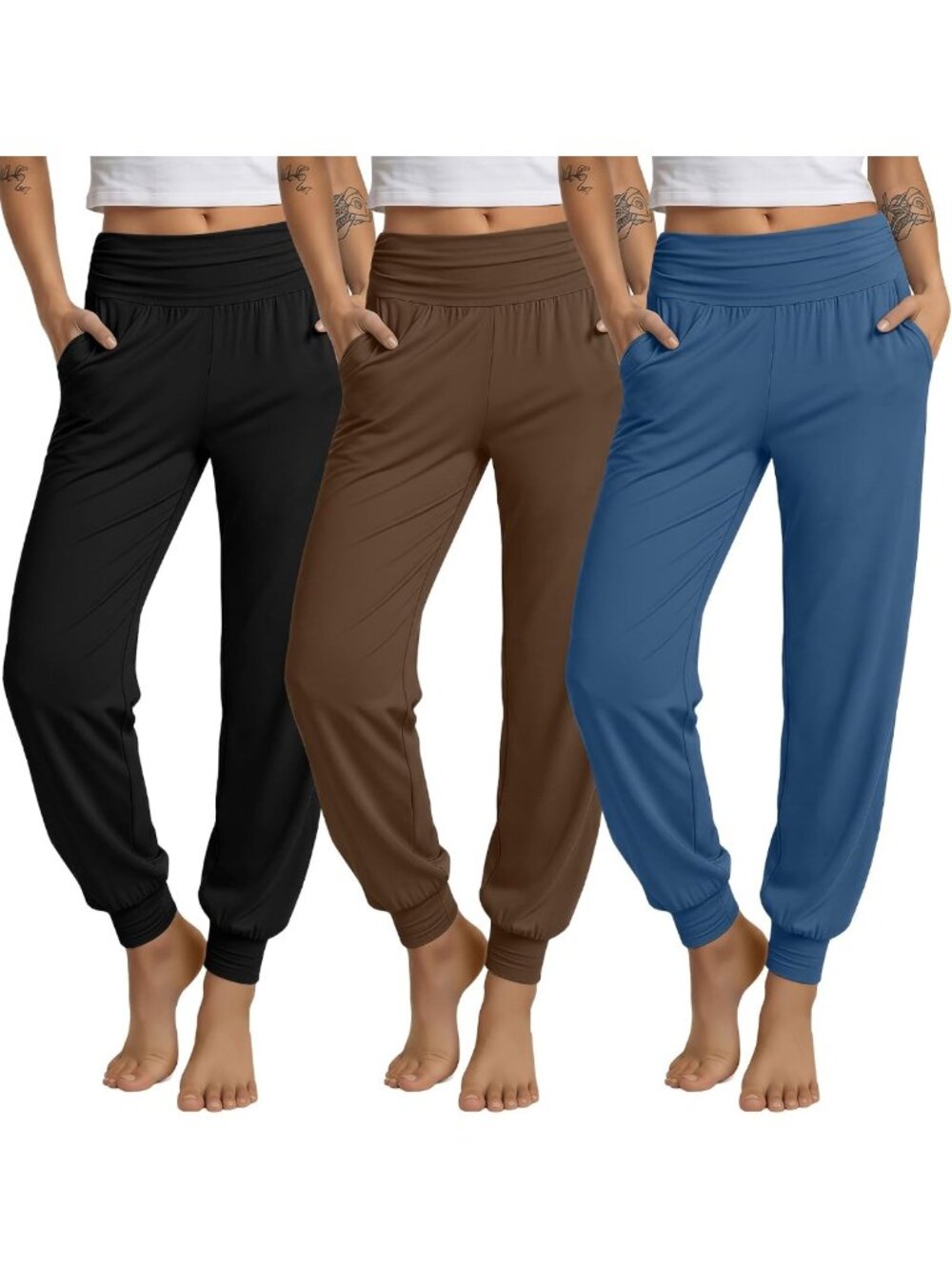 Cozy 3-Pack Women's Loose Joggers with Pockets | Comfy Yoga Pants Set